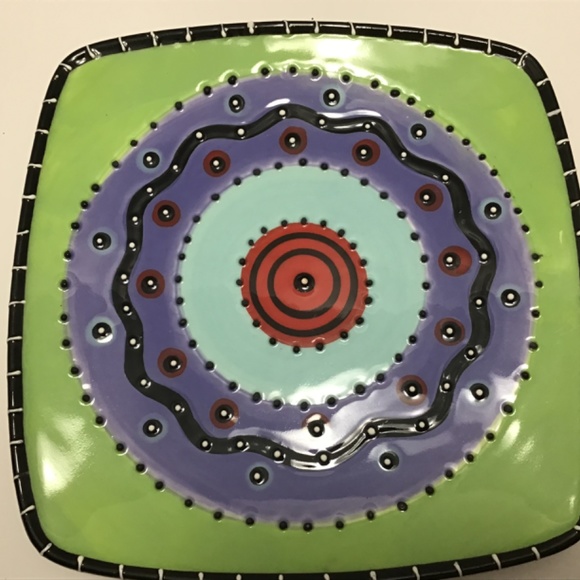 Bella Casa by Ganz Abstract Plate with raised white & Black dots 1990s - Picture 3 of 7